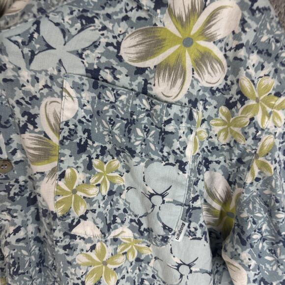 Billabong Shirt Mens Extra Large Blue Green Floral Hawaiian Aloha Short Sleeve - Picture 3 of 10